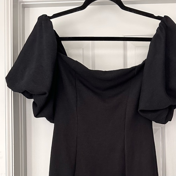 FP Beach Free‎ People Bubbly Puff Sleeve Ribbed Off Shoulder Mini Dress Black Sm - Picture 6 of 13